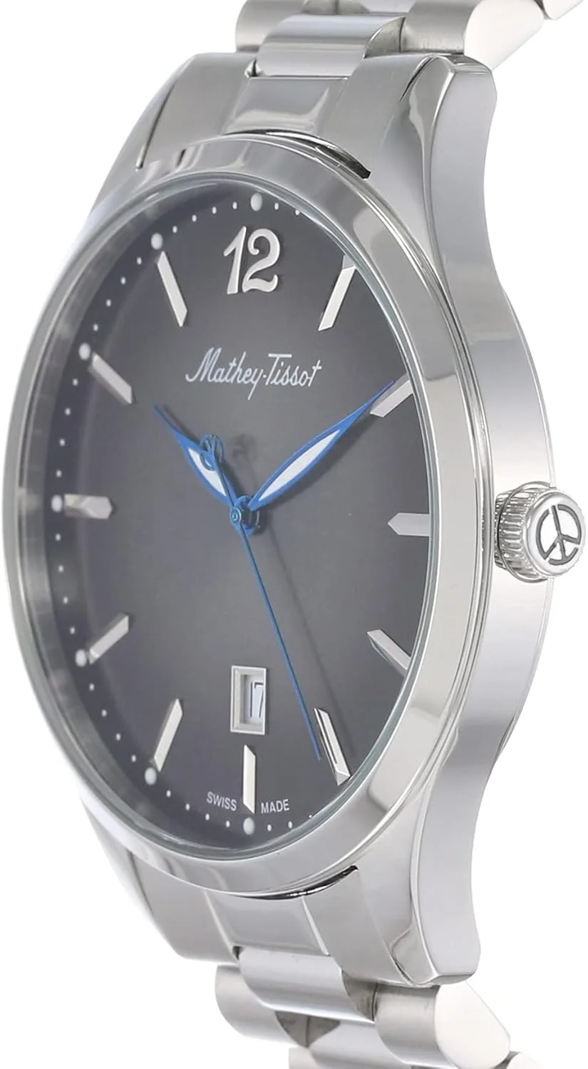 ساعت مچی مردانه آنالوگ مشکی متِی تیسو مدل H411MAN، نقره ای، بند فلزی ساعت مچی مردانه آنالوگ مشکی متِی تیسو مدل H411MAN، نقره ای، بند فلزی