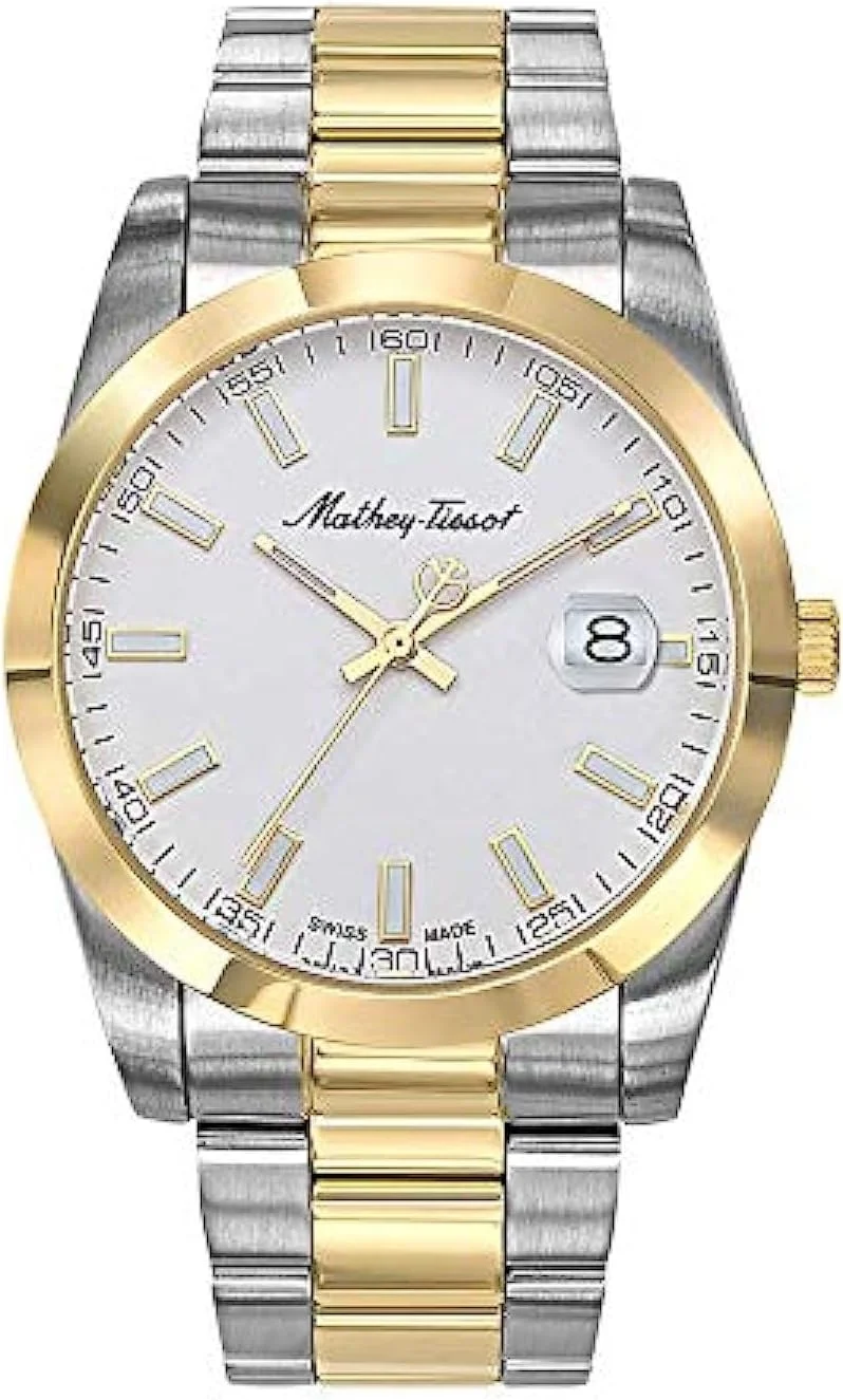 ساعت مچی مردانه متای تیسوت مدل H450BI، کوارتز، صفحه آنالوگ و بند استیل، سفید