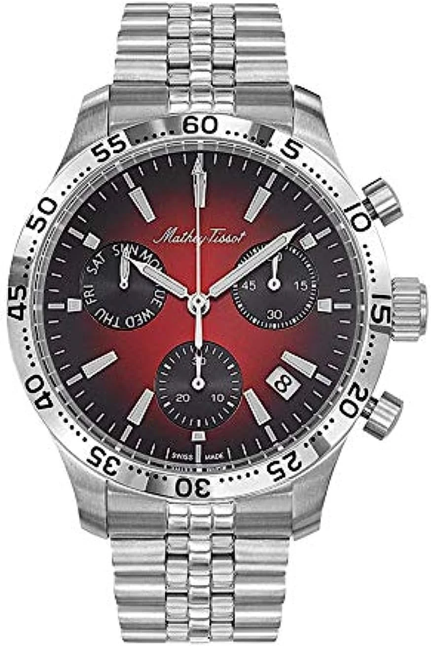 ساعت مچی مردانه متِی تیسوت مدل H1822CHAR، نمایشگر کرونوگراف و بند استیل، قرمز