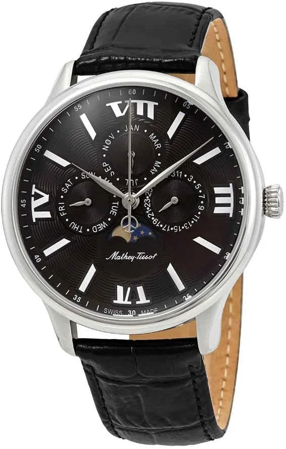 ساعت مچی مردانه متِی تیسو اِدموند با صفحه مشکی و نمایشگر ماه H1886RAN