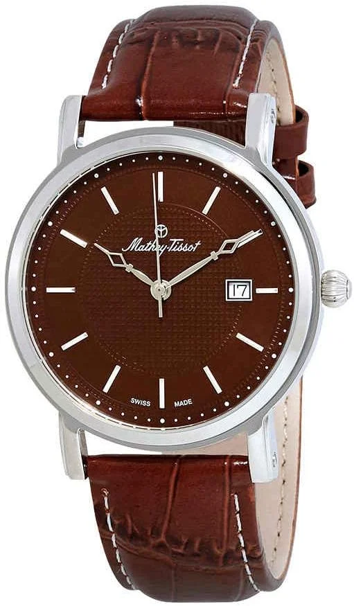 ساعت مچی مردانه Mathey-Tissot City با صفحه قهوه ای مدل HB611251AM