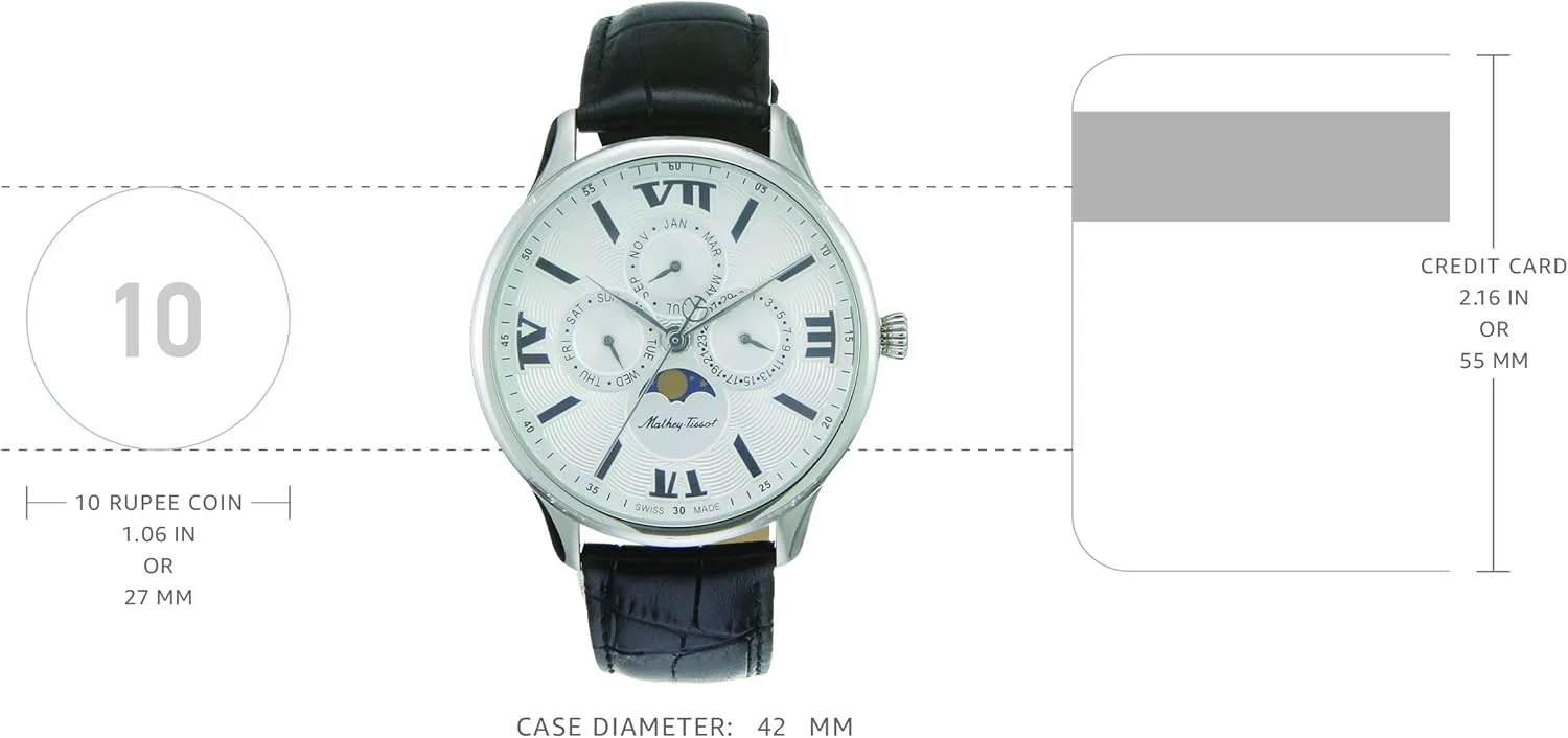 ساعت مچی مردانه آنالوگ متِی تیسوت مدل اِدموند با صفحه نقره‌ای، نقره‌ای، کلاسیک