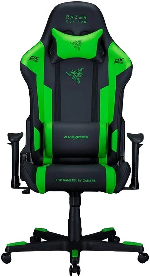 صندلی گیمینگ نسخه ویژه DXRacer Razer R188، زاویه قابل تنظیم 155 درجه، دسته 2D، ارتفاع قابل تنظیم، بالابر گازی کلاس 4، چرخ های نایلونی، سبز | GC-R188-NE-Y3-329