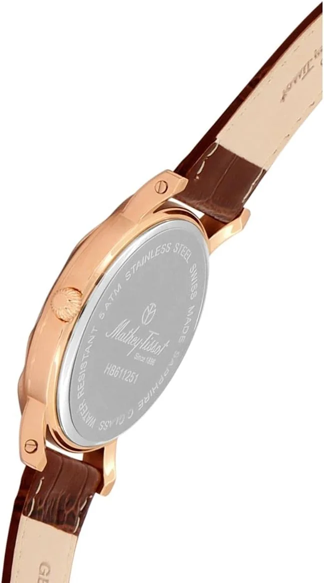 ساعت مچی مردانه متِی تیسو، صفحه سفید آنالوگ، بند قهوه ای، کلاسیک