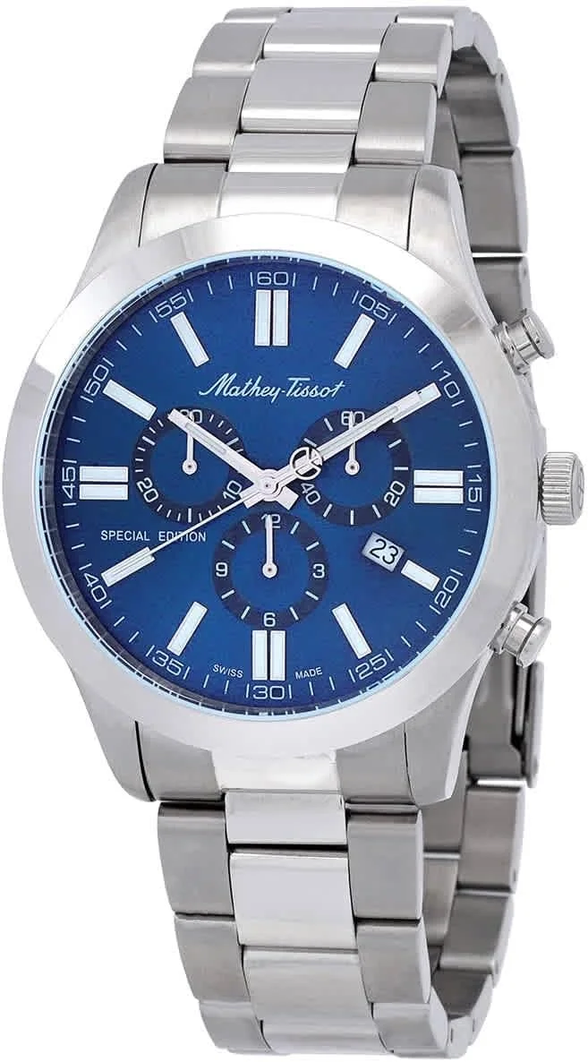 ساعت مچی مردانه متِی تیسو Mathy I Jumbo Chrono کرنوگراف کوارتز صفحه آبی مدل H455CHABU