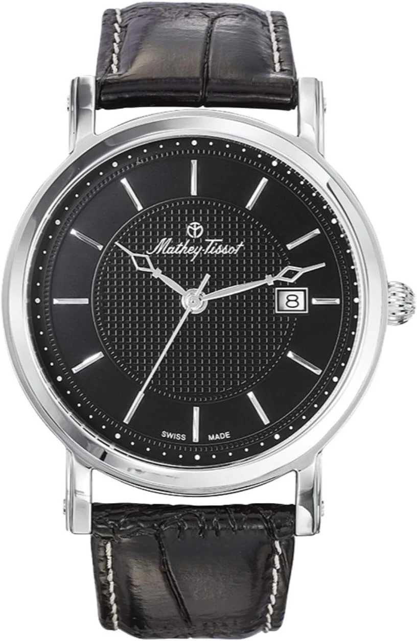 ساعت مچی مردانه متى تیسو مدل آنالوگ با صفحه مشکی و بند چرمی مشکی - HB611251AN