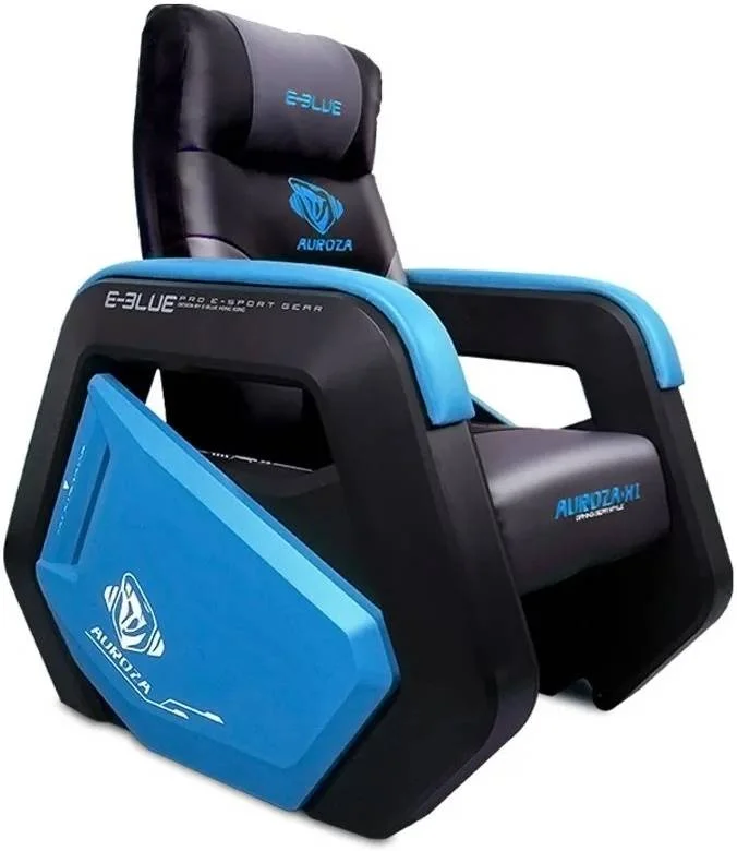 مبل گیمینگ ای-بلو با پشتی قابل تنظیم، زاویه خوابیده ۹۰ - ۱۵۰ درجه، ارتقاء دسته، اسفنج متراکم فنری، پایه های ضد لغزش، دسته پلاستیکی ABS، آبی | EEC360BBAA-IA