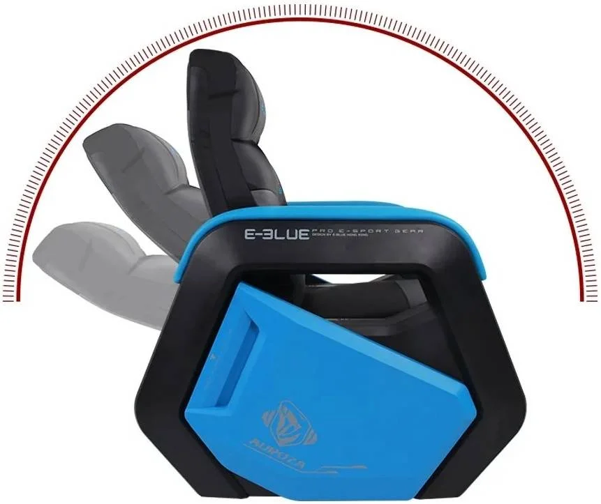 مبل گیمینگ ای-بلو با پشتی قابل تنظیم، زاویه خوابیده ۹۰ - ۱۵۰ درجه، ارتقاء دسته، اسفنج متراکم فنری، پایه های ضد لغزش، دسته پلاستیکی ABS، آبی | EEC360BBAA-IA