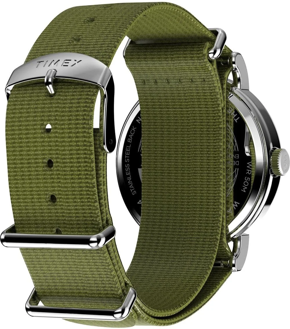 ساعت مچی تایمکس Weekender INDIGLO (40 میلی متر) صفحه سفید / بند پارچه ای سبز بازیافتی TW2W8600