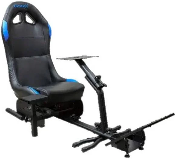 صندلی گیمینگ مسابقه ای اسپرت GAMAX، صندلی ارگونومیک PC/کنسول با پشتی بلند، طراحی قابل تنظیم، تحمل وزن تا 120 کیلوگرم، آبی و مشکی | GAMAX Sporty