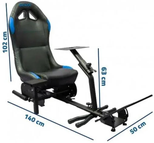 صندلی گیمینگ مسابقه ای اسپرت GAMAX، صندلی ارگونومیک PC/کنسول با پشتی بلند، طراحی قابل تنظیم، تحمل وزن تا 120 کیلوگرم، آبی و مشکی | GAMAX Sporty