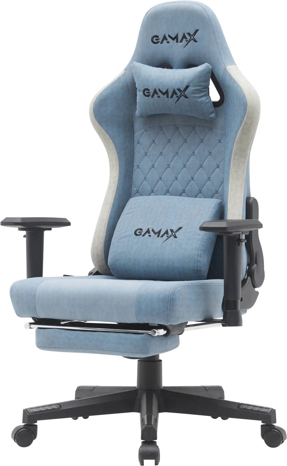 صندلی گیمینگ Gamax با زیرپایی، دسته قابل تنظیم، چرخش 360 درجه با پارچه مرغوب، پایه 5 نقطه ای ساخته شده با استحکام بالا که تا 120 کیلوگرم را تحمل می کند، آبی روشن | BS-7970 صندلی گیمینگ Gamax با زیرپایی، دسته قابل تنظیم، چرخش 360 درجه با پارچه مرغوب، پایه 5 نقطه ای ساخته شده با استحکام بالا که تا 120 کیلوگرم را تحمل می کند، آبی روشن | BS-7970