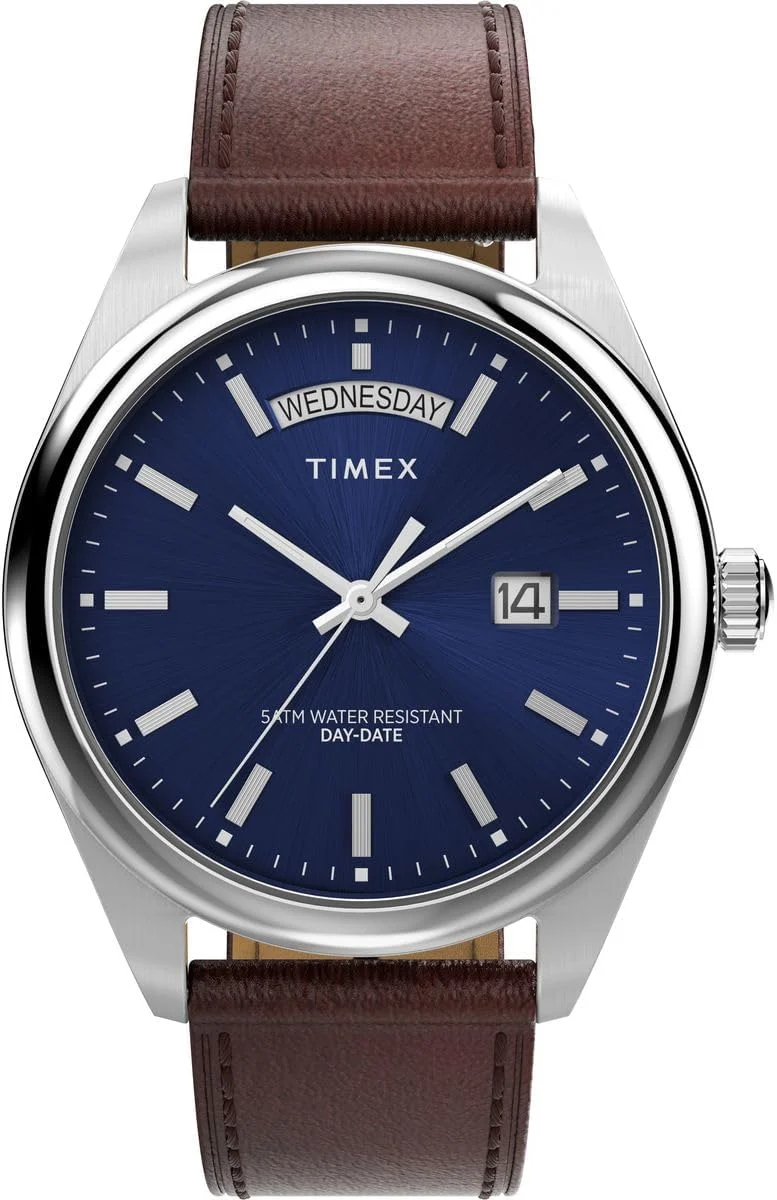 Timex Men's Analogue Quartz Watch with a Leather Strap Legacy