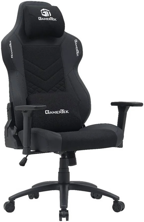 صندلی گیمینگ GamerTek Quest Conqueror Black Edition، فوم با چگالی بالا، قابلیت تکیه دادن، دسته های 4D، روکش چرمی PU، حداکثر وزن 150 کیلوگرم، مشکی | QST-CNQR-BLK