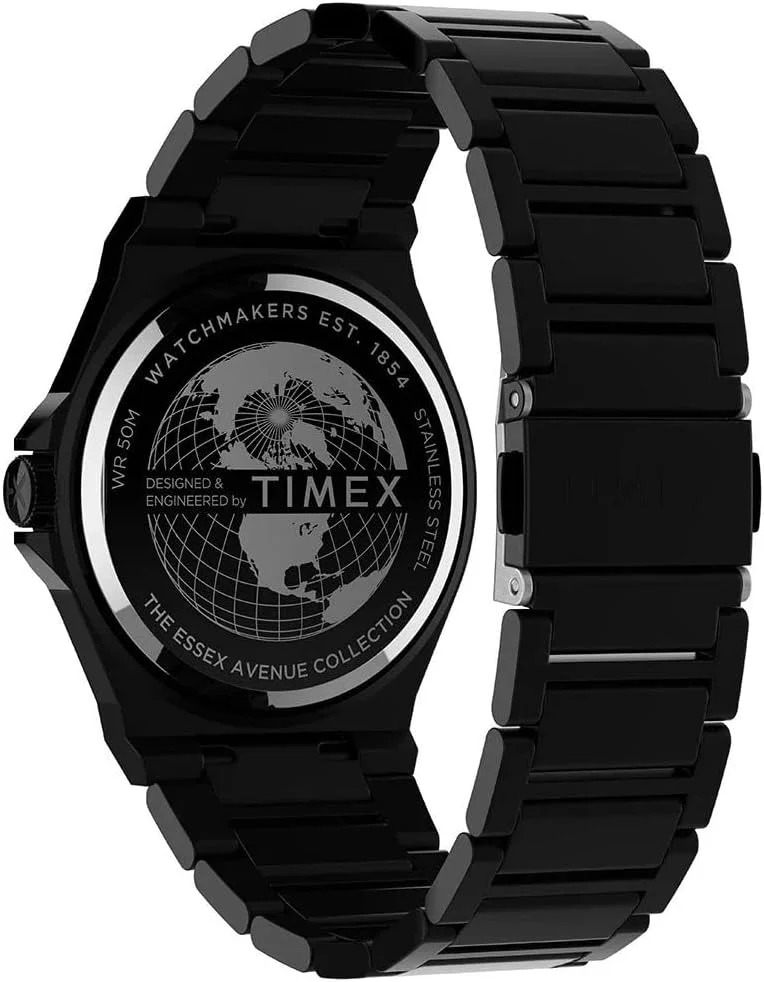 ساعت مچی عقربه ای مردانه Timex TW2U42300 با بند استیل ضد زنگ، مشکی، دستبندی