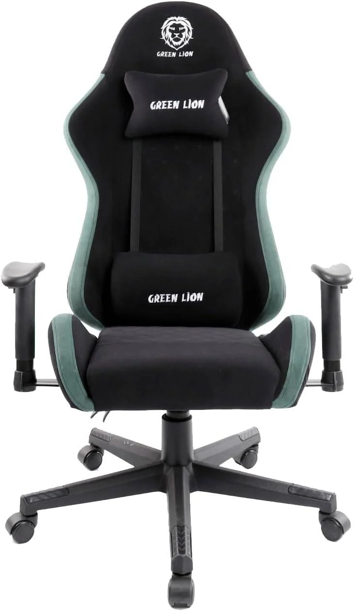 صندلی گیمینگ Green Lion ERGO X GCX44، ارتفاع قابل تنظیم 121-131 سانتی متر، تکیه گاه 155 درجه، دسته های قابل تنظیم 2D، پشتیبانی کمری داخلی، بالشتک گردن قابل جابجایی، چرخ های چرخان 360 درجه - سبز