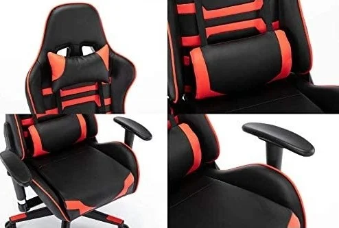 صندلی گیمینگ (چرم مصنوعی RIO) با قابلیت تنظیم ارتفاع نشیمن و دسته، بالشتک سر و پشتی - قرمز و مشکی صندلی گیمینگ (چرم مصنوعی RIO) با قابلیت تنظیم ارتفاع نشیمن و دسته، بالشتک سر و پشتی - قرمز و مشکی