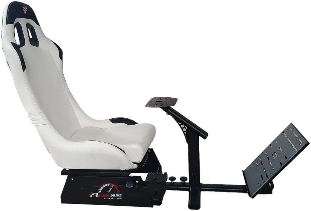 کاکپیت شبیه ساز مسابقه ای GXM Next Level Racing، صندلی قابل تنظیم، پایه فرمان قابل تنظیم، پایه پدال چند منظوره، نگهدارنده شیفتر، ساختار محکم، سفید | GX-T کاکپیت شبیه ساز مسابقه ای GXM Next Level Racing، صندلی قابل تنظیم، پایه فرمان قابل تنظیم، پایه پدال چند منظوره، نگهدارنده شیفتر، ساختار محکم، سفید | GX-T