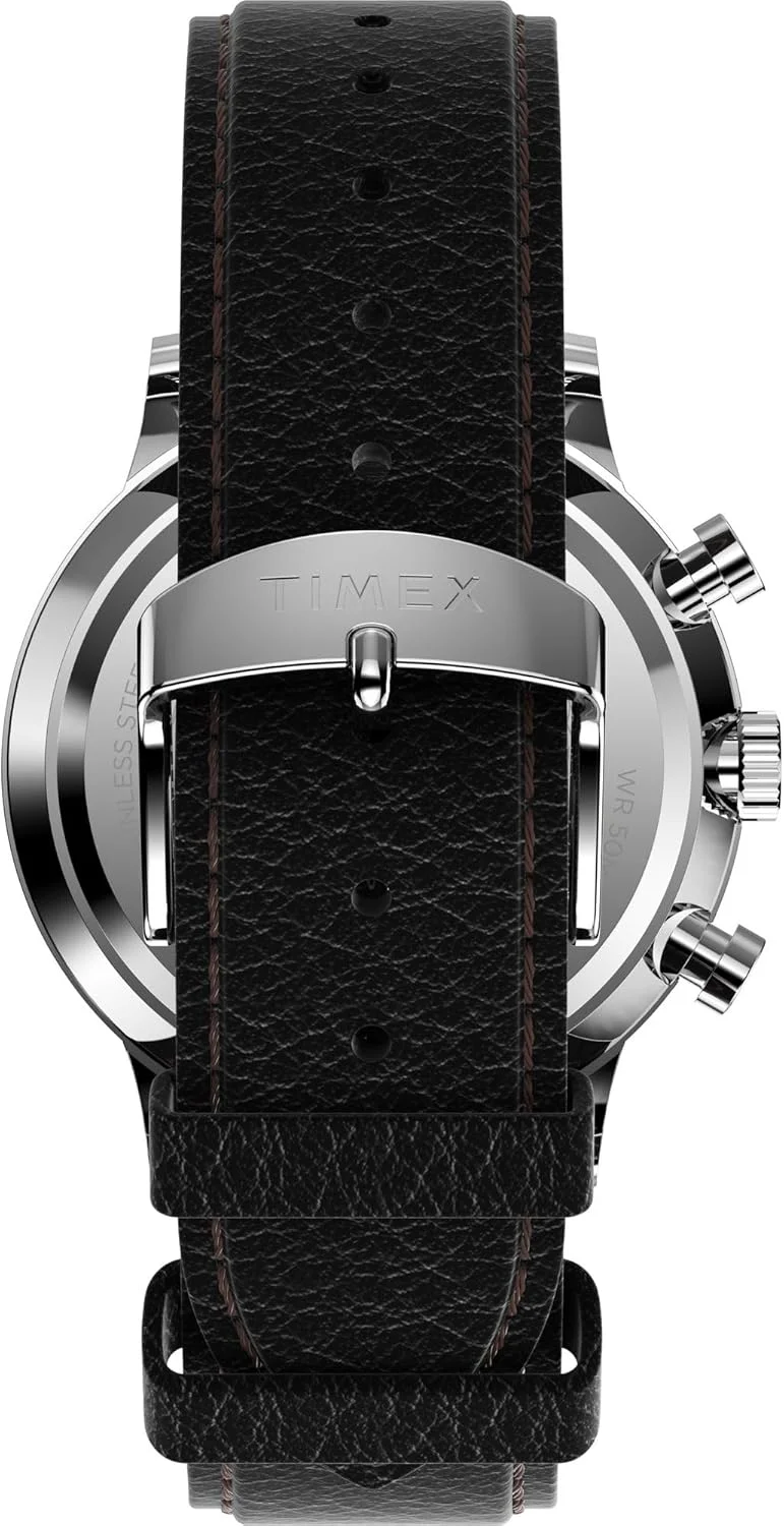 ساعت مچی مردانه تایمکس Waterbury Classic با قطر 40 میلی‌متر - بند مشکی، صفحه کرم، بدنه استیل ضد زنگ، مشکی
