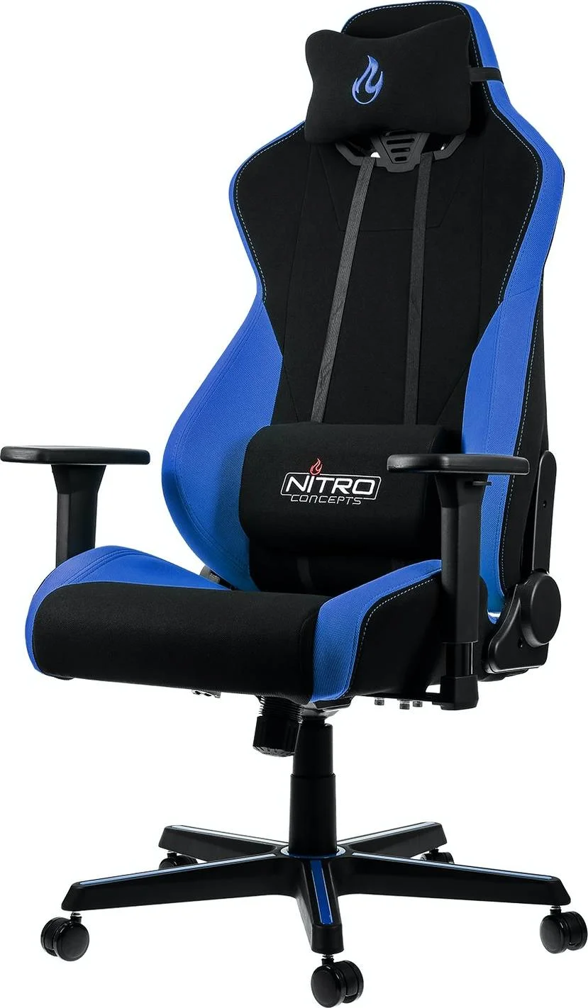 صندلی گیمینگ Nitro Concepts S300، دسته 3D، چرخ های 50 میلی متری، مکانیزم الاکلنگی عالی، روکش فوم سرد راحت، بالشتک های پشتیبانی سر و کمر، آبی | 675771 صندلی گیمینگ Nitro Concepts S300، دسته 3D، چرخ های 50 میلی متری، مکانیزم الاکلنگی عالی، روکش فوم سرد راحت، بالشتک های پشتیبانی سر و کمر، آبی | 675771