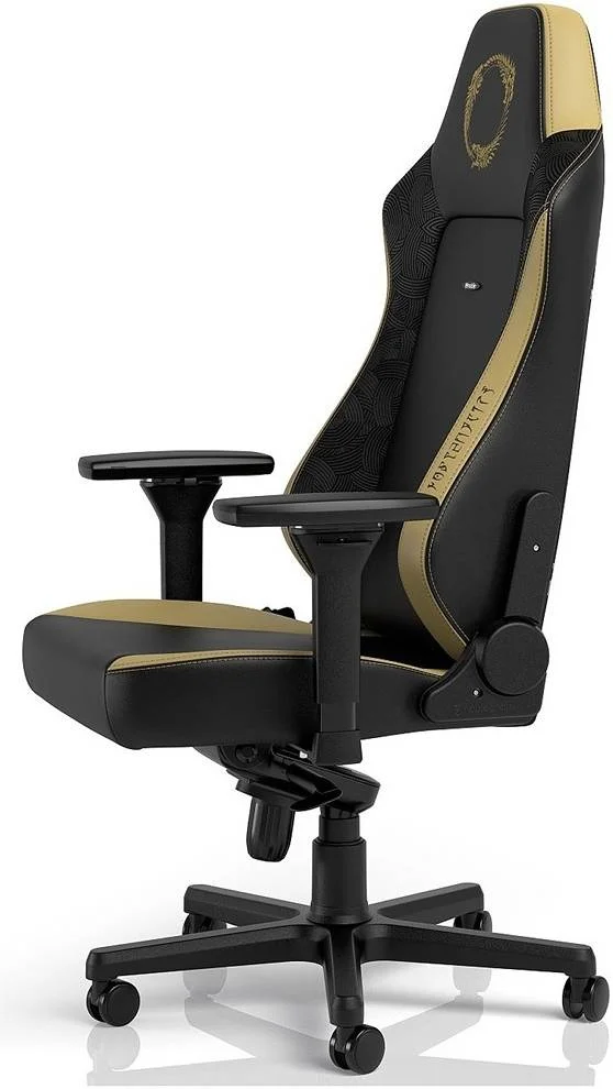 صندلی گیمینگ چرمی مصنوعی نوبل چیرز HERO نسخه The Elder Scrolls Online، دسته 4D، پشتیبانی قابل تنظیم کمر، تحمل وزن تا 150 کیلوگرم، چرخ های 60 میلی متری، مشکی-طلایی | 4251442504915 صندلی گیمینگ چرمی مصنوعی نوبل چیرز HERO نسخه The Elder Scrolls Online، دسته 4D، پشتیبانی قابل تنظیم کمر، تحمل وزن تا 150 کیلوگرم، چرخ های 60 میلی متری، مشکی-طلایی | 4251442504915