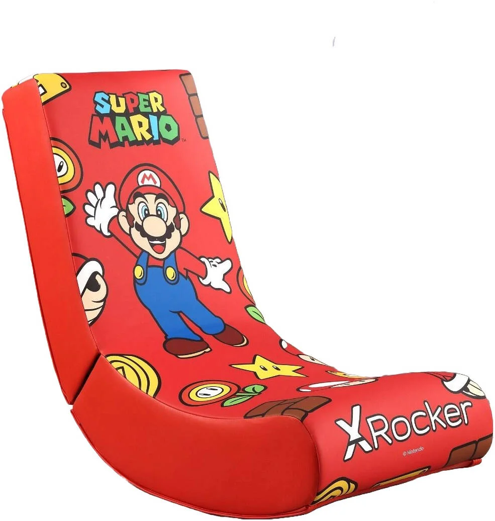 صندلی گیمینگ X Rocker Nintendo Video Rockers، نسخه Mario Power Up، صندلی کلاسیک زمینی با طرح های هنری نمادین شخصیت، فوم نرم و راحت برای پشتیبانی و دوام بیشتر | 71336
