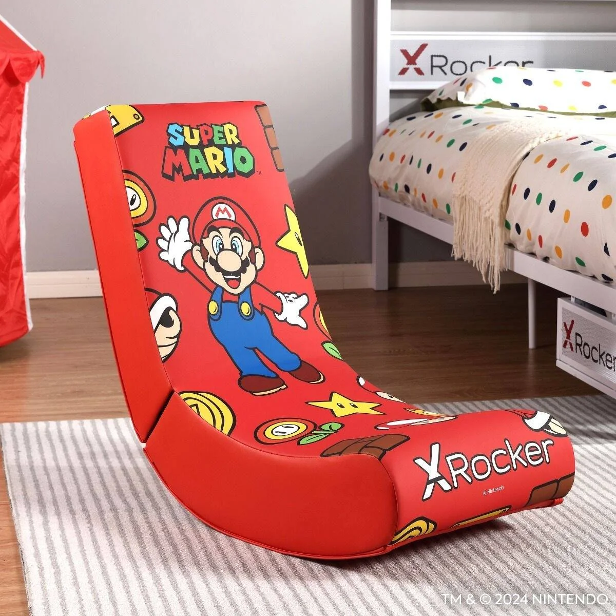 صندلی گیمینگ X Rocker Nintendo Video Rockers، نسخه Mario Power Up، صندلی کلاسیک زمینی با طرح های هنری نمادین شخصیت، فوم نرم و راحت برای پشتیبانی و دوام بیشتر | 71336