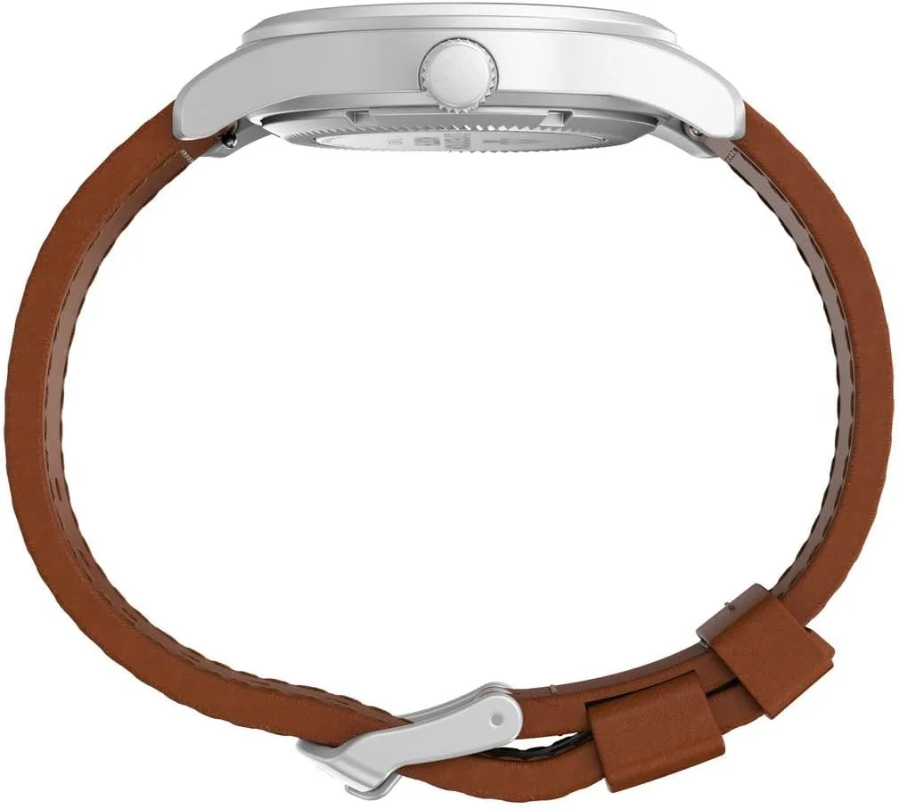 ساعت مچی عقربه‌ای مردانه تایمکس با کوک دستی و بند چرمی مدل TW2V00700، قهوه‌ای، بند