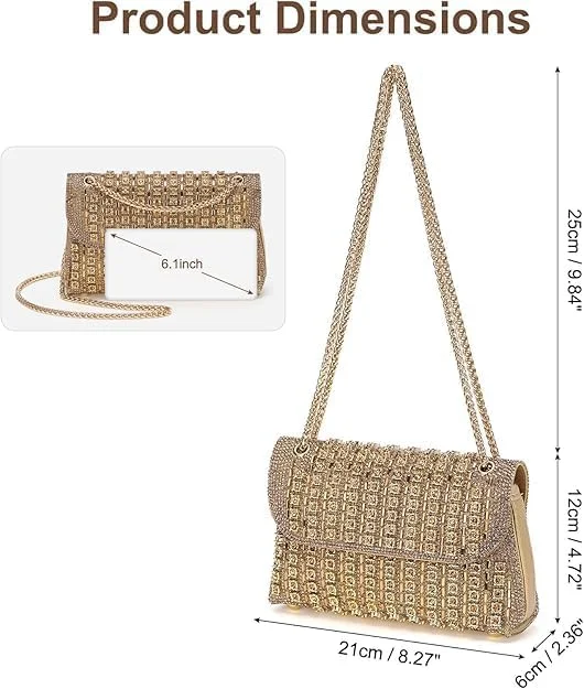 کیف دستی مجلسی زنانه، کیف پول کلاچ زنانه رسمی، کیف دستی شانه ای شیک برای مهمانی عروسی با زنجیر