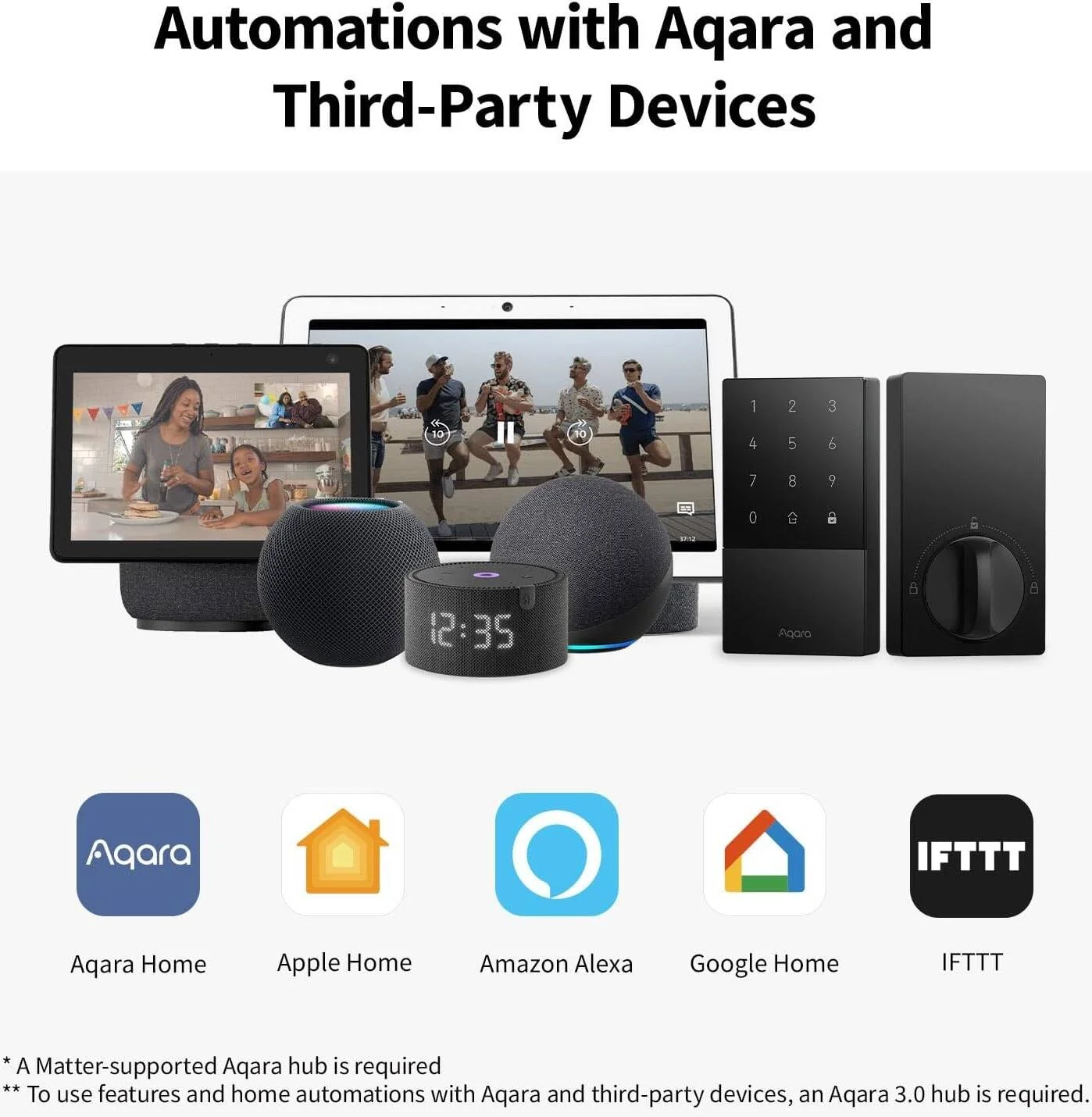 قفل هوشمند Aqara U50، قفل درب بدون کلید با کلید خانه اپل، قفل زبانه بلوتوثی، کنترل از راه دور با برنامه، پشتیبانی از Apple HomeKit، Matter، Google Home، Alexa، IFTTT، مشکی