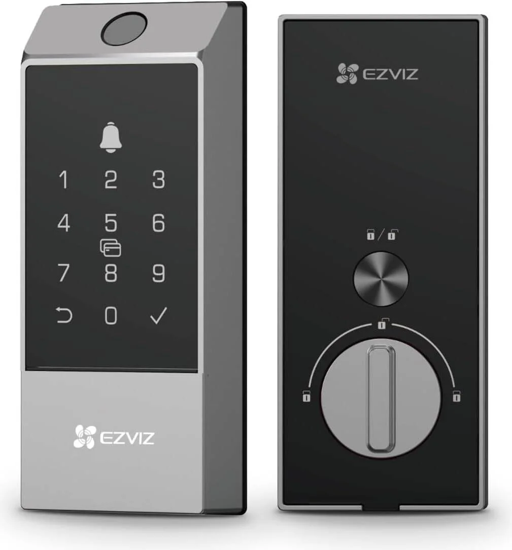 قفل هوشمند EZVIZ DL04 Pro با 5 روش ورود بدون کلید شامل اثر انگشت، بلوتوث و وای فای، اعلان های لحظه ای، حالت حریم خصوصی و طراحی بادوام آلومینیومی