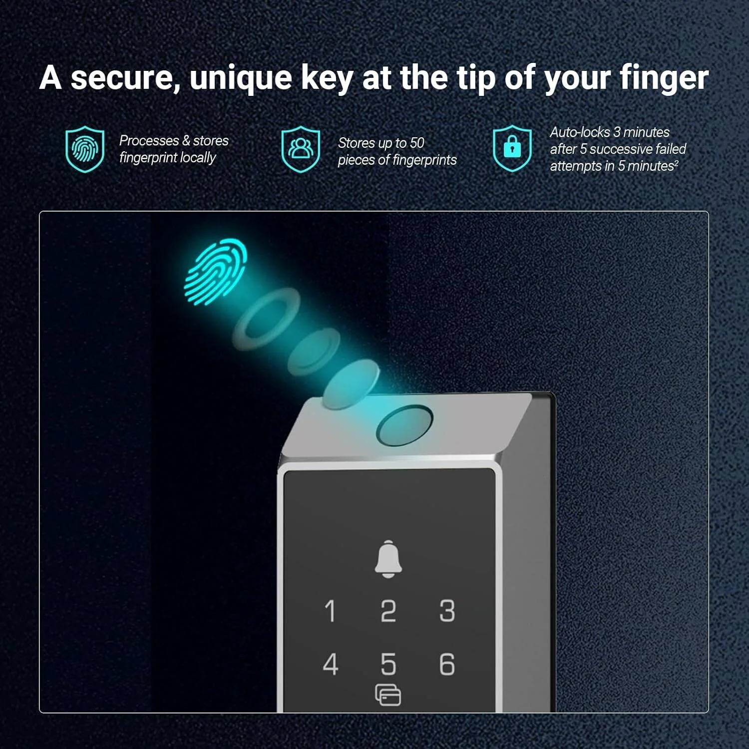 قفل هوشمند EZVIZ DL04 Pro با 5 روش ورود بدون کلید شامل اثر انگشت، بلوتوث و وای فای، اعلان های لحظه ای، حالت حریم خصوصی و طراحی بادوام آلومینیومی