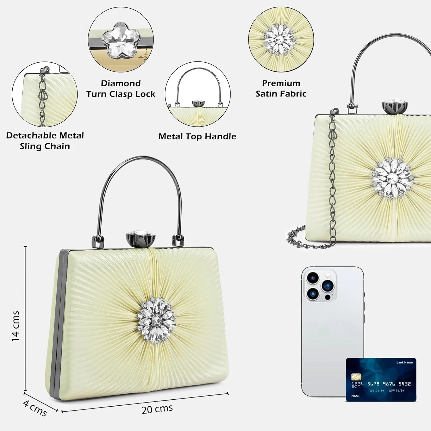 کیف کلاچ زنانه لاوی با قاب ذوزنقه‌ای | کیف دستی زنانه