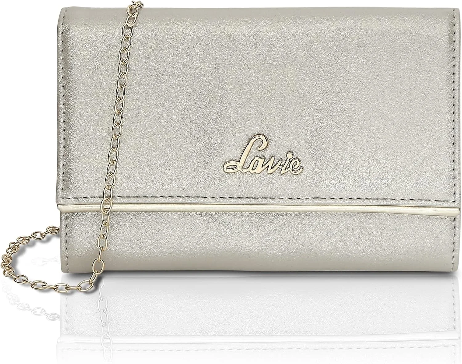 کیف کلاچ کوچک زنانه لاوی با قاب تاشو | بند زنجیری جداشدنی | کیف پول زنانه