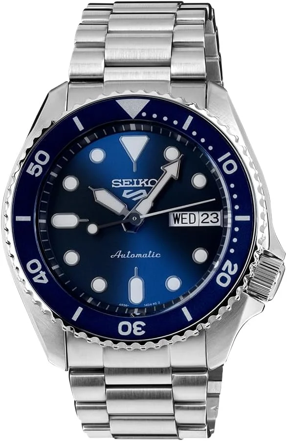 ساعت مچی اتوماتیک مردانه سیکو 5 اسپرت مدل SRPL77K1، بدنه استیل ضد زنگ، سایز قاب 38 میلی متر، آبی/نقره ای