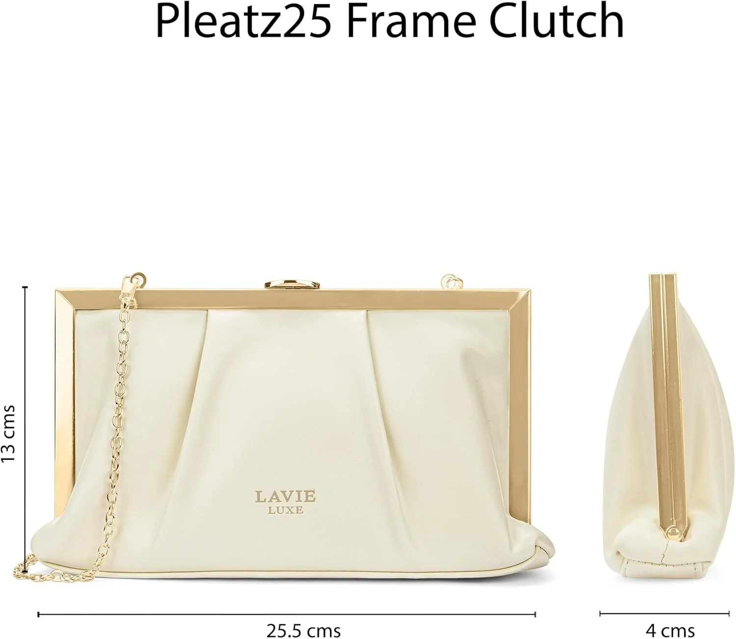 کیف کلاچ زنانه لاوی لاکس مدل Pleatz25 | کیف دستی زنانه | هدیه برای خانم ها، سفید مایل به کرم، M