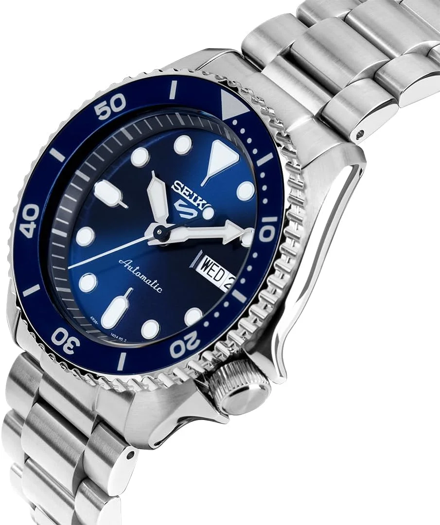 ساعت مچی اتوماتیک مردانه سیکو 5 اسپرت مدل SRPL77K1، بدنه استیل ضد زنگ، سایز قاب 38 میلی متر، آبی/نقره ای