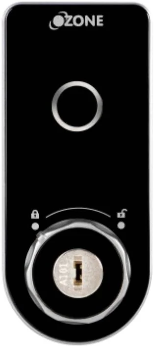 قفل کابینت اوزون، مستطیلی و کاربردی، دسترسی با اثر انگشت و کلید، سیستم قفل دستی، قفل هوشمند مبلمان، مشکی | OZFL-302-FK