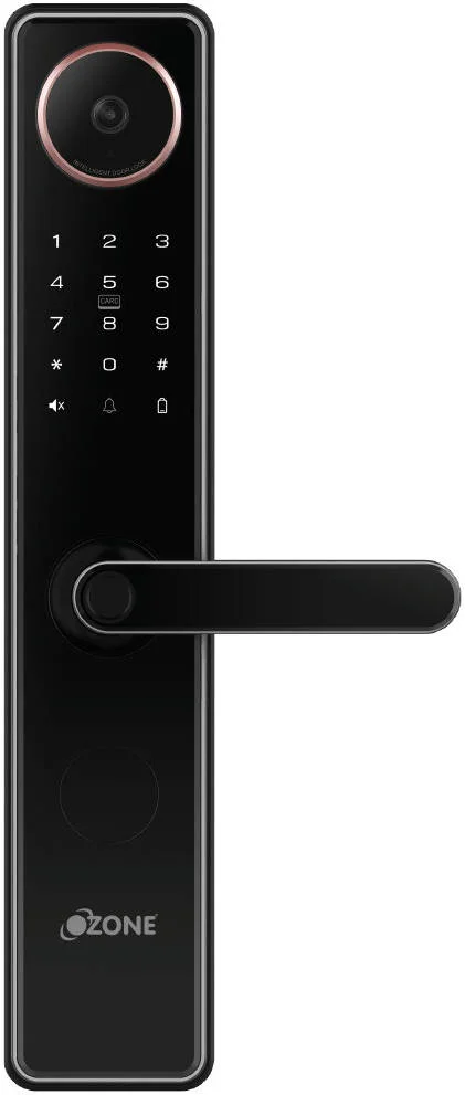 قفل درب هوشمند وای فای Ozone Morphy NXT-i، دوربین فیلمبرداری HD یکپارچه، دکمه ایمنی کودک، باز کردن قفل از راه دور، آلارم ورود غیرمجاز، حالت ترکیبی دوگانه، دسترسی 4 طرفه، مشکی | OZ-FDL-02-LIFE-NXT-i