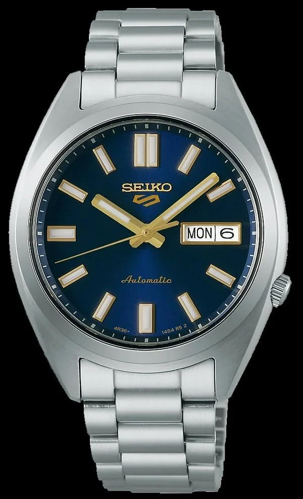 ساعت مچی مردانه سیکو مدل SRPL55K1 5 Sports SNXS، بدنه استیل ضد زنگ، اتوماتیک، سایز قاب 37.4 میلی متر، آبی/نقره ای