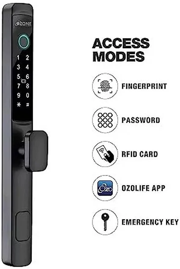 قفل باریک ازن، مناسب درب کشویی، با قابلیت دسترسی از طریق اثر انگشت / رمز عبور و کارت، قفل حریم خصوصی، ترکیب اعداد ۶ تا ۱۵ رقمی، باتری آلکالاین AAA، مشکی | OZ-FDL-33 LIFE SL STD