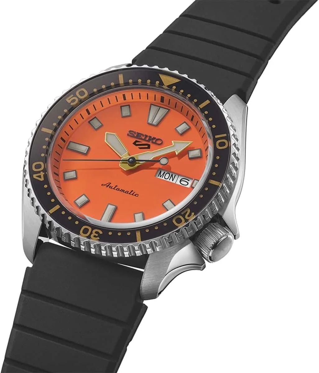 ساعت مچی مردانه سیکو 5 اسپرت مدل SRPL89K1، اتوماتیک، اندازه قاب 42.5 میلی متر، نارنجی/مشکی