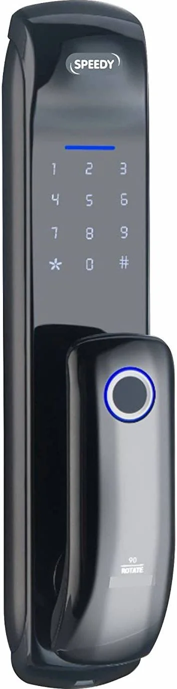 قفل هوشمند درب با طراحی کششی-فشاری اوزون، رمز عبور ضد سرقت، انجماد هوشمند، USB برای پشتیبان گیری باتری، تنظیم صدا، ترکیب اعداد 8 تا 15 رقمی، باتری آلکالاین AA، مشکی | OZ-FDL-05 Life Std