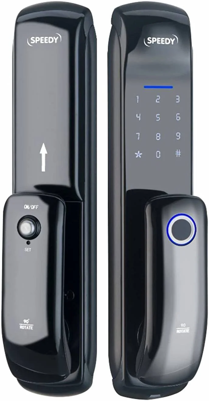 قفل هوشمند درب با طراحی کششی-فشاری اوزون، رمز عبور ضد سرقت، انجماد هوشمند، USB برای پشتیبان گیری باتری، تنظیم صدا، ترکیب اعداد 8 تا 15 رقمی، باتری آلکالاین AA، مشکی | OZ-FDL-05 Life Std