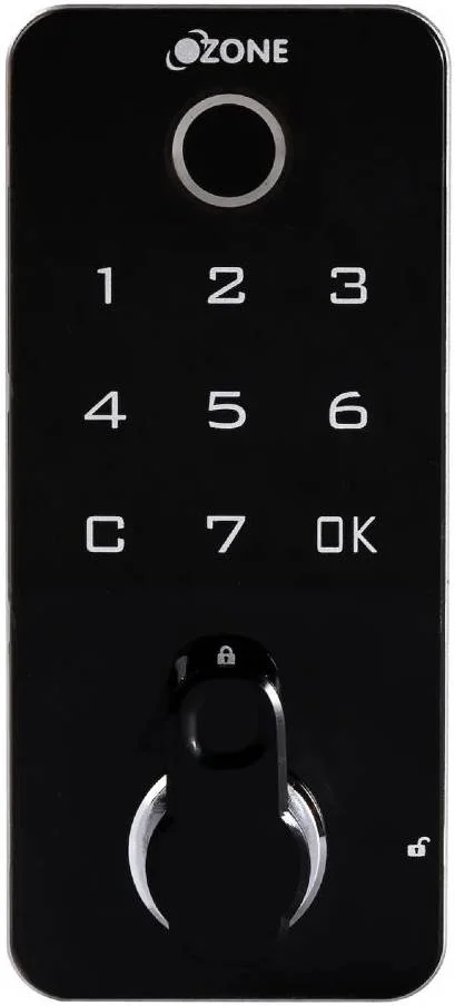 قفل دیجیتال هوشمند مبلمان/کابینت اوزون، با گزینه اثر انگشت/رمز عبور و کلید، مناسب برای ضخامت 18-20 میلی متر، نشانگر باتری کم، مشکی | OZFL-102-FPK