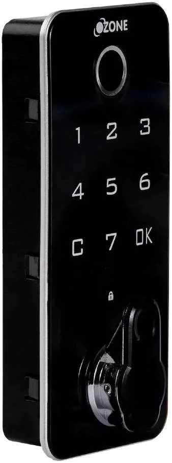 قفل دیجیتال هوشمند مبلمان/کابینت اوزون، با گزینه اثر انگشت/رمز عبور و کلید، مناسب برای ضخامت 18-20 میلی متر، نشانگر باتری کم، مشکی | OZFL-102-FPK
