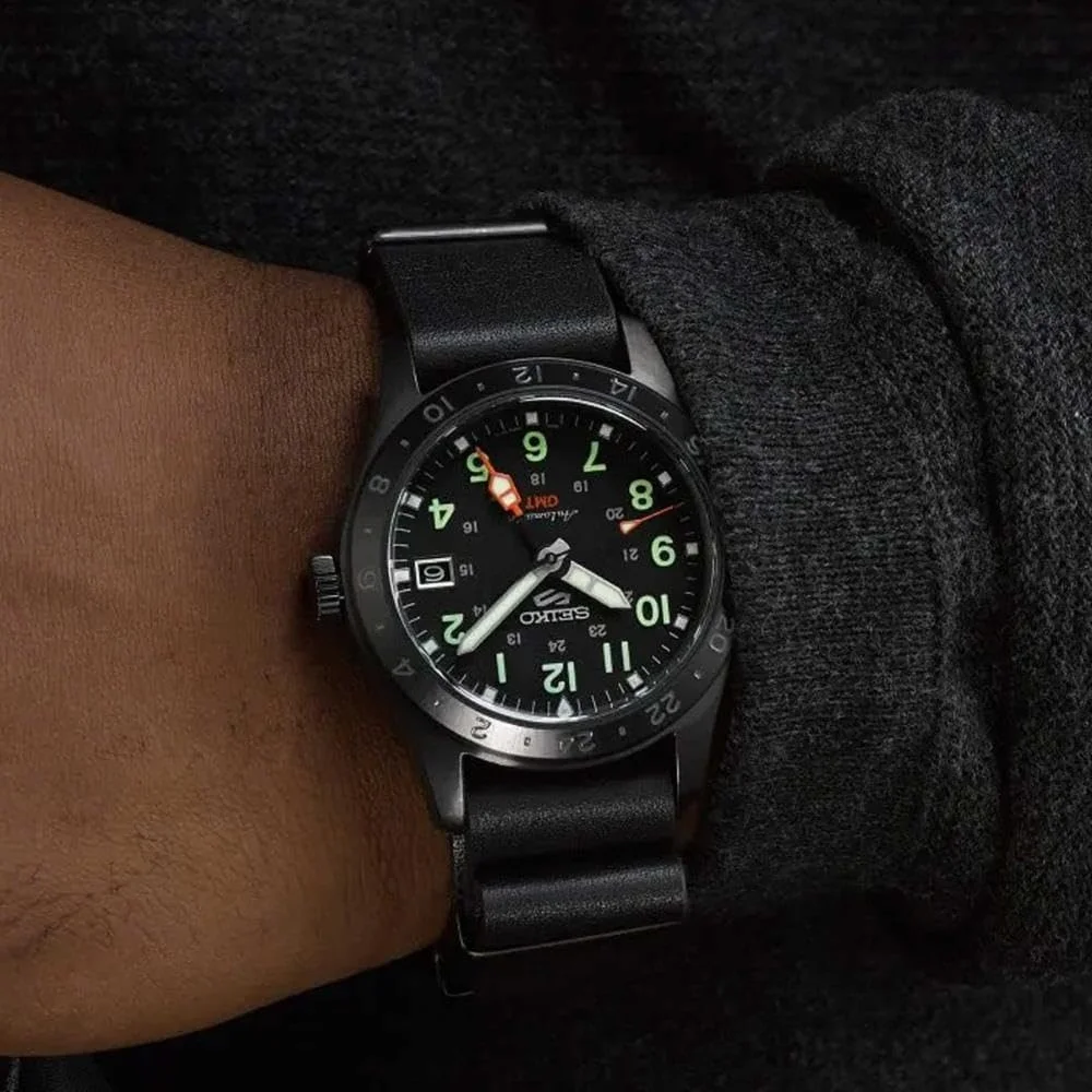 ساعت مچی مردانه سیکو 5 GMT صفحه مشکی استیل مدل SSK023K1