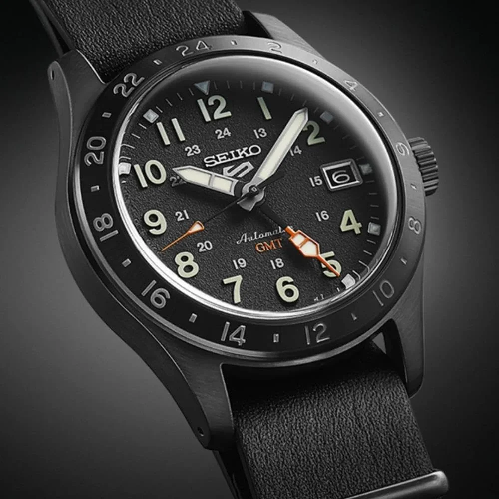 ساعت مچی مردانه سیکو 5 GMT صفحه مشکی استیل مدل SSK023K1