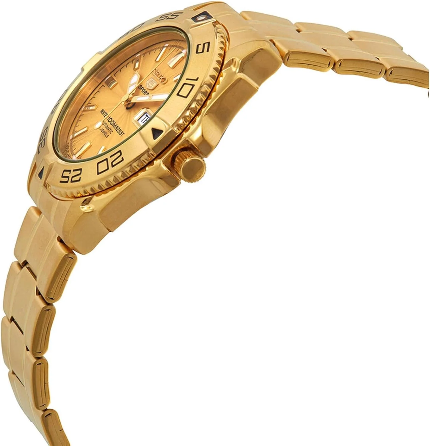 ساعت مچی مردانه سیکو 5 اسپورت اتوماتیک صفحه طلایی مدل SNZB26J1