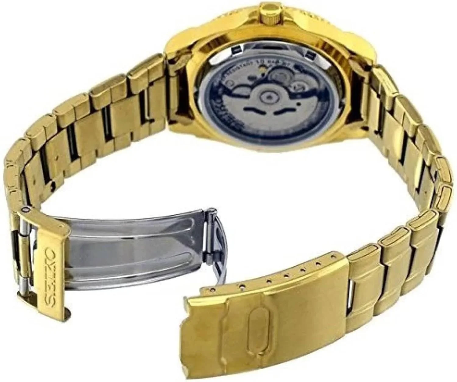 ساعت مچی مردانه سیکو 5 اسپورت اتوماتیک صفحه طلایی مدل SNZB26J1